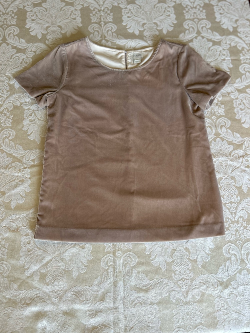 J. Crew Cream Velvet Short Sleeve Dress Top pristine Sz XXS